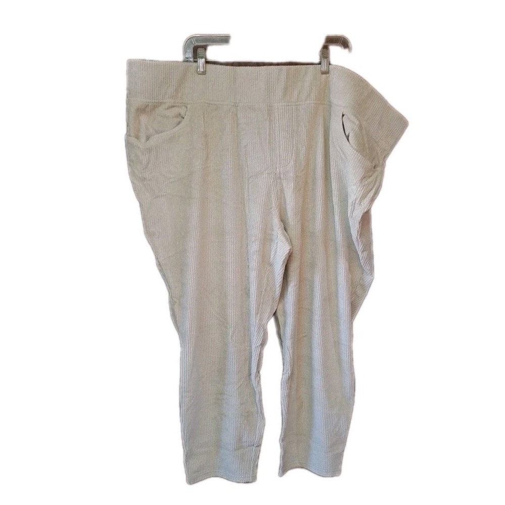 Belle by Kim Gravel‎ Knit Corduroy Jeggings Size 30WP Beige Pull On Pockets